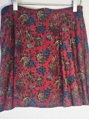Vintage Breeches Size 14 Floral Mini Skirt Red Rose Print 80s Retro